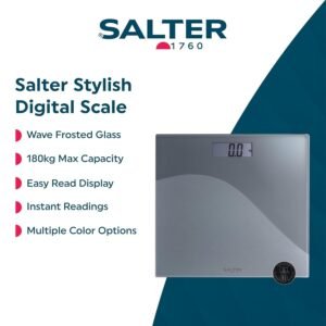 9x Salter Wave Electronic Bathroom Scale Frosted Glass Digital Scales Black Boxed